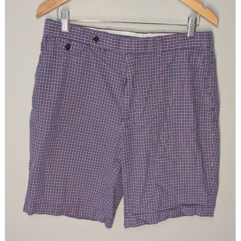Polo Golf Ralph Lauren Men's Plaid Shorts Size 32 Blue/Red Links Fit 100% Cotton